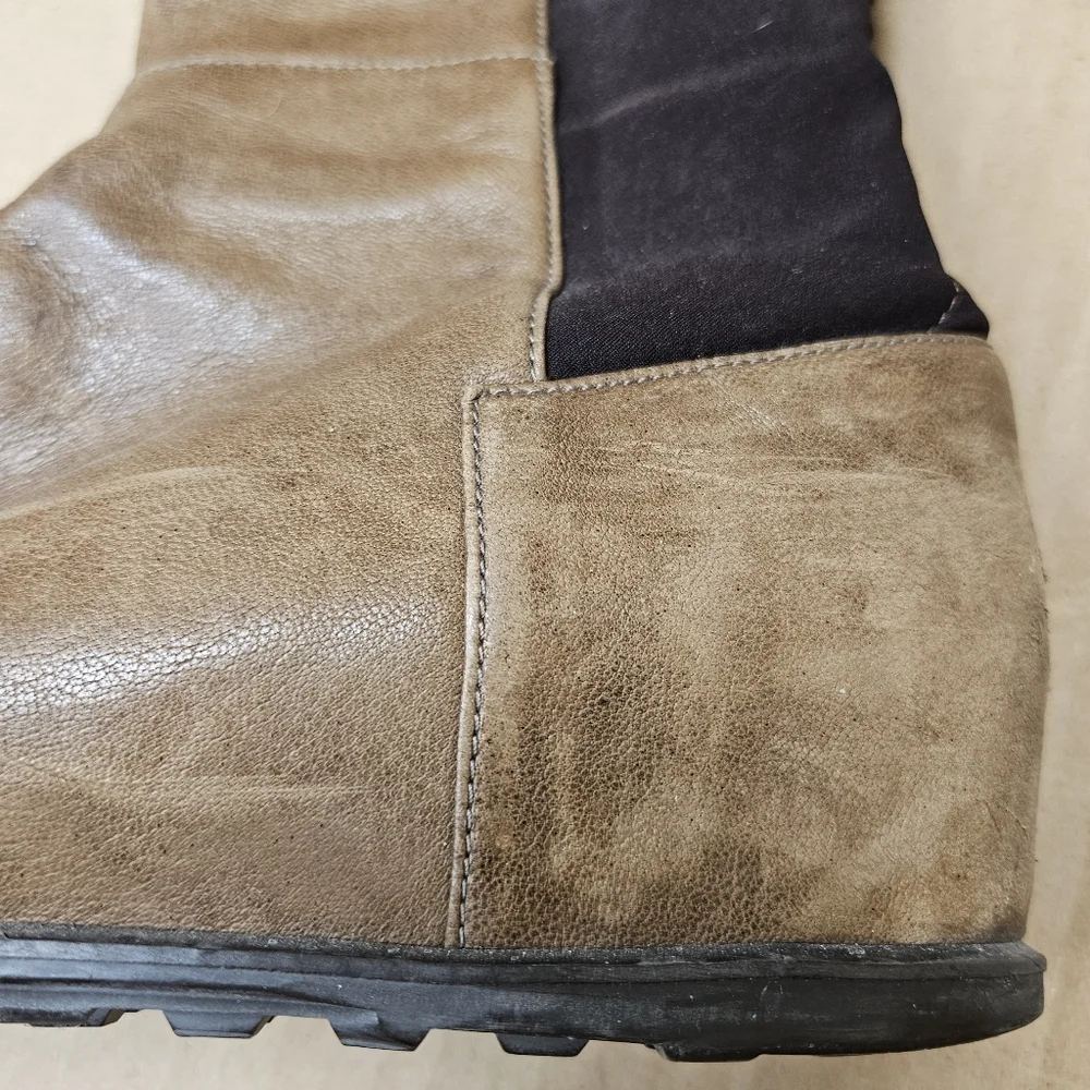 Stuart Weitzman 5050 Leather Over The Knee Wedge Boots Brown Tan